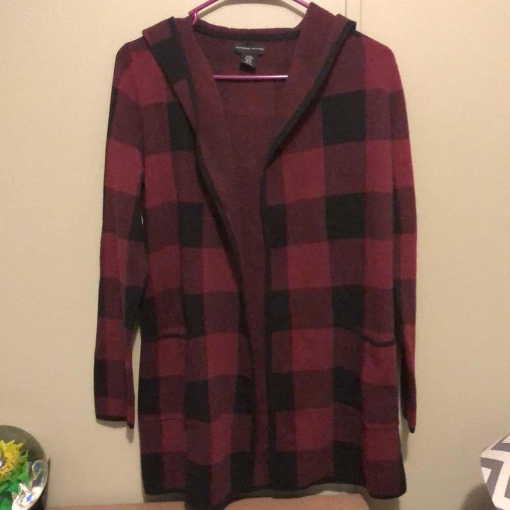 Adrienne vittadini size XS Buffalo checkered open front cardigan